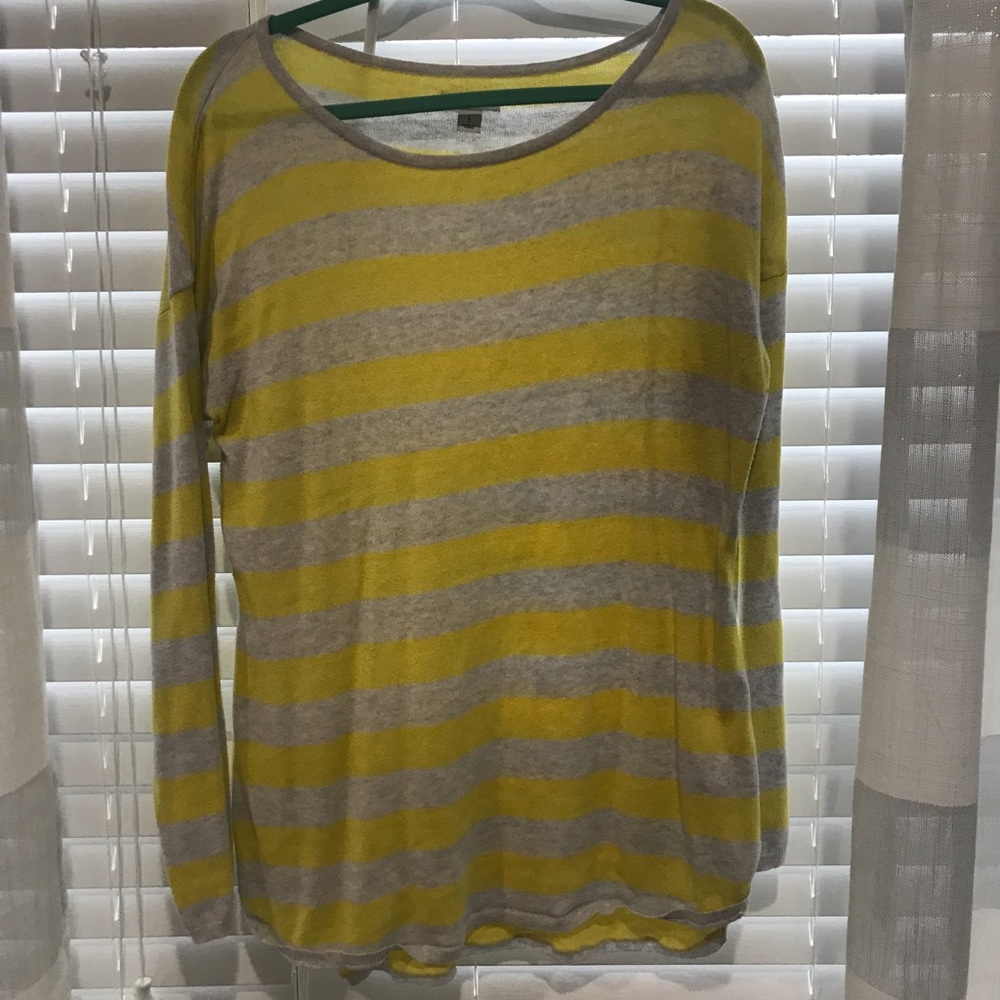 Yellow and grey striped cardigan